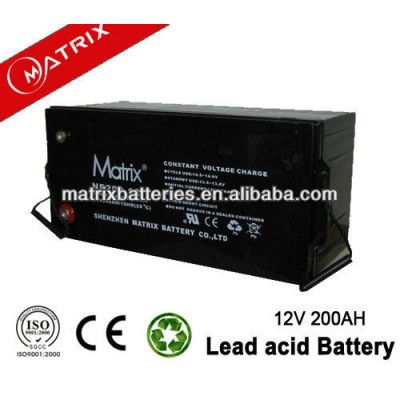 Absorbed Mat Glass VRLA solar battery 12V 200AH