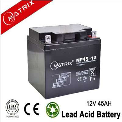 Rechargeable sealed lead acid gel battery 12v 45ah