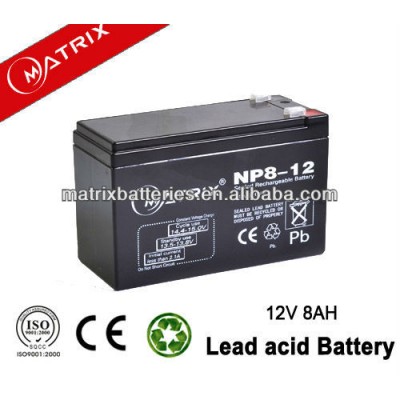 Sealed lead acid Matrix AGM 12V 8AH battery